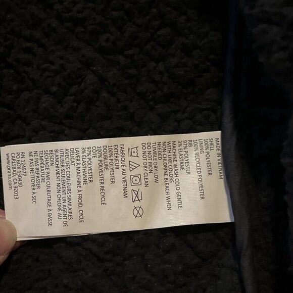 Prana Esla Vest Small Black Quilted Fleece Lined Zip Front Jacket 1962091 $145 - Picture 5 of 8